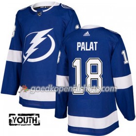 Tampa Bay Lightning Ondrej Palat 18 Adidas 2017-2018 Blauw Authentic Shirt - Kinderen